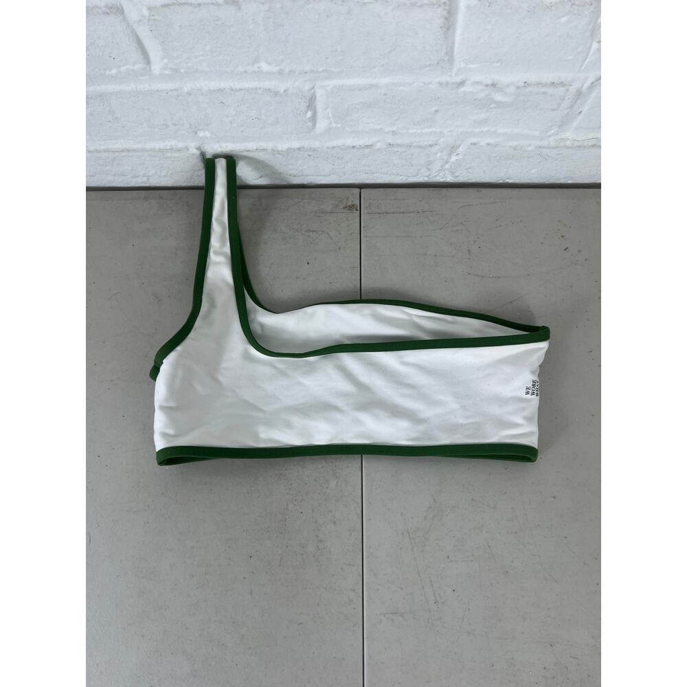 WeWoreWhat Contrast One Shoulder Bikini Top Asymmetrical White Green SIze S/P - Picture 7 of 10